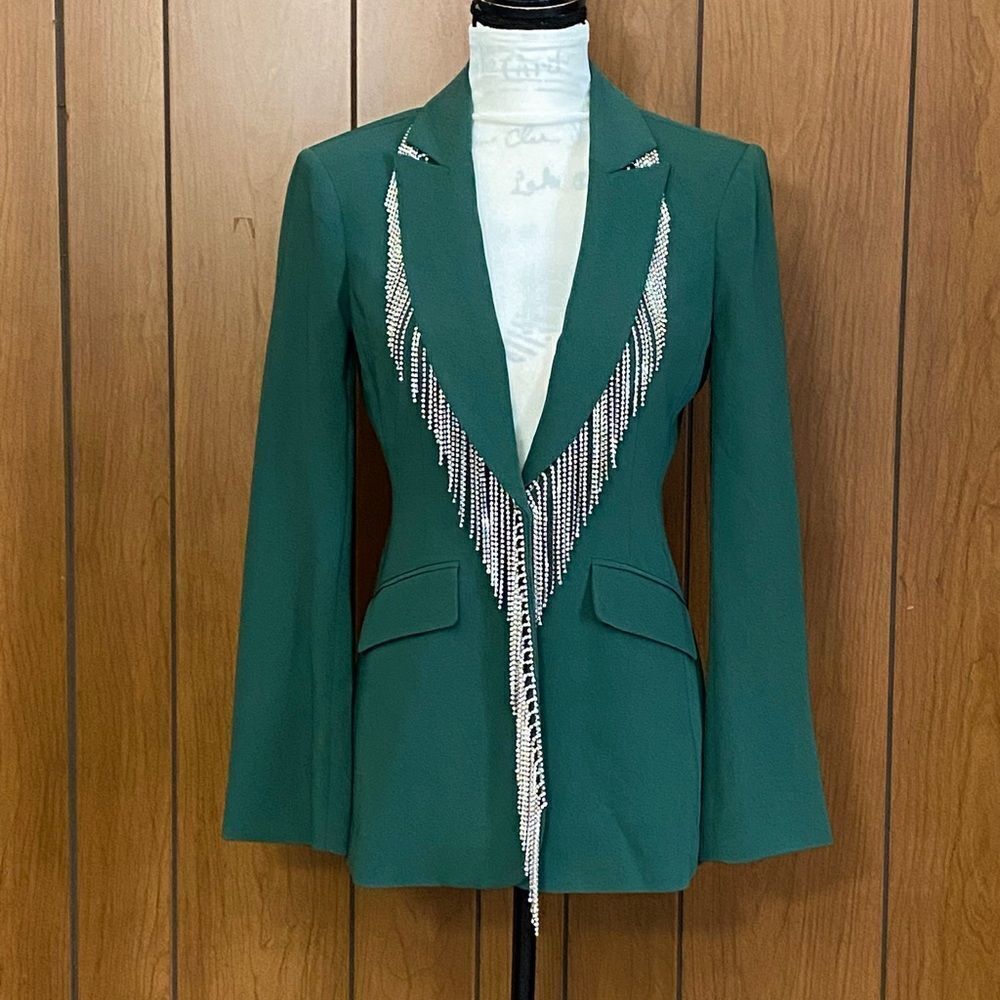 CINQ À SEPT Cheyenne Fringe Embellished Blazer size 2